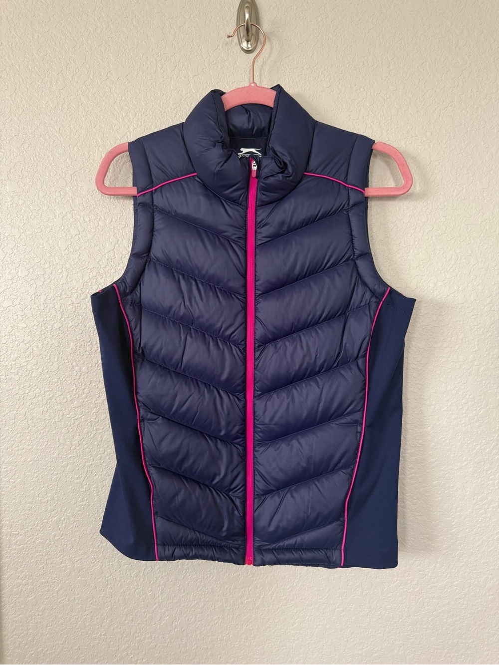 Slazenger Golf Tech Down Puffer Vest Navy Pink Women’s Small